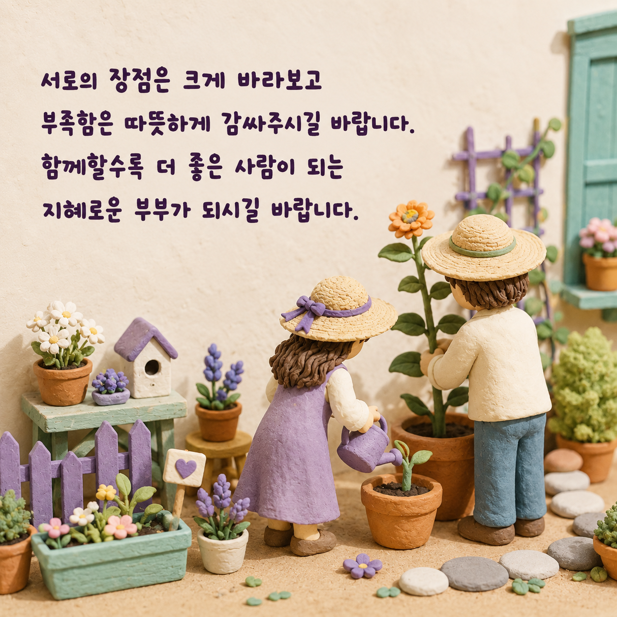 결혼 축하 문구 10 - 서로의 장점을 바라보고 부족함을 감싸는 지혜로운 부부를 위한 글귀