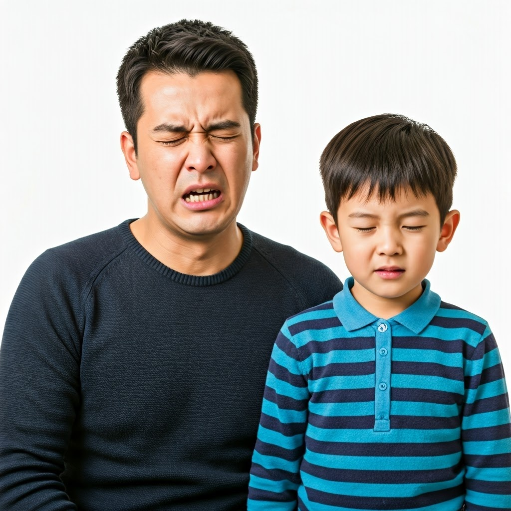 비염이 있는 어른과 아이 사진