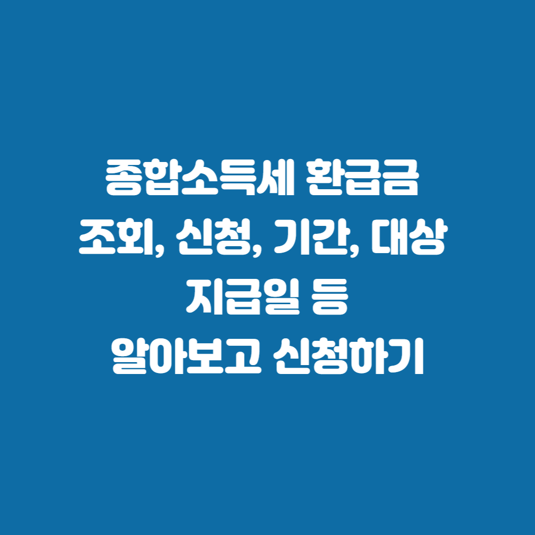 종합소득세 환급금 조회, 신청, 기간, 대상 지급일 등 모두 알아보고 신청하기
