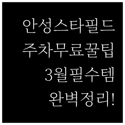 스타필드 안성 무료 주차로 즐기는 트..