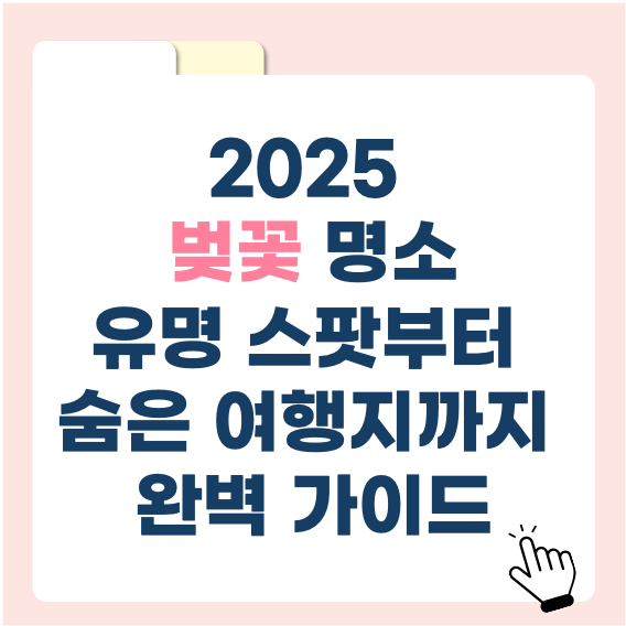 2025 벚꽃 명소 총정리! 유명 스팟부터 숨은 여행지까지 완벽 가이드