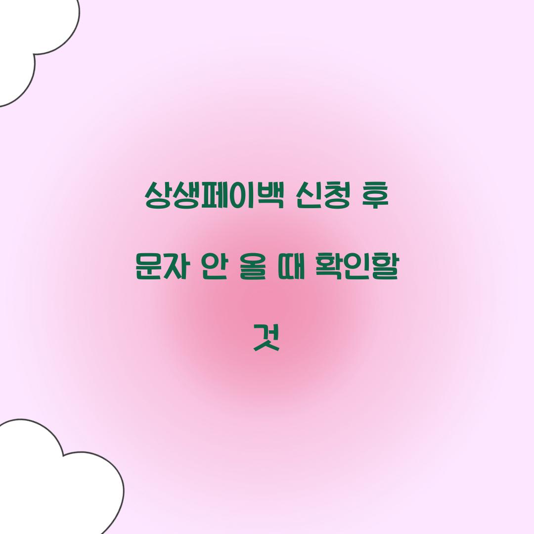 상생페이백 신청 후 문자 안 올 때 확인할 것