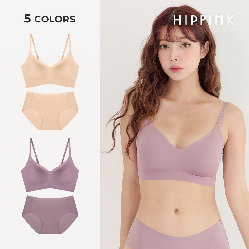 힙핑크 1 1 퓨징 카라멜 심리스 브라렛 팬티세트