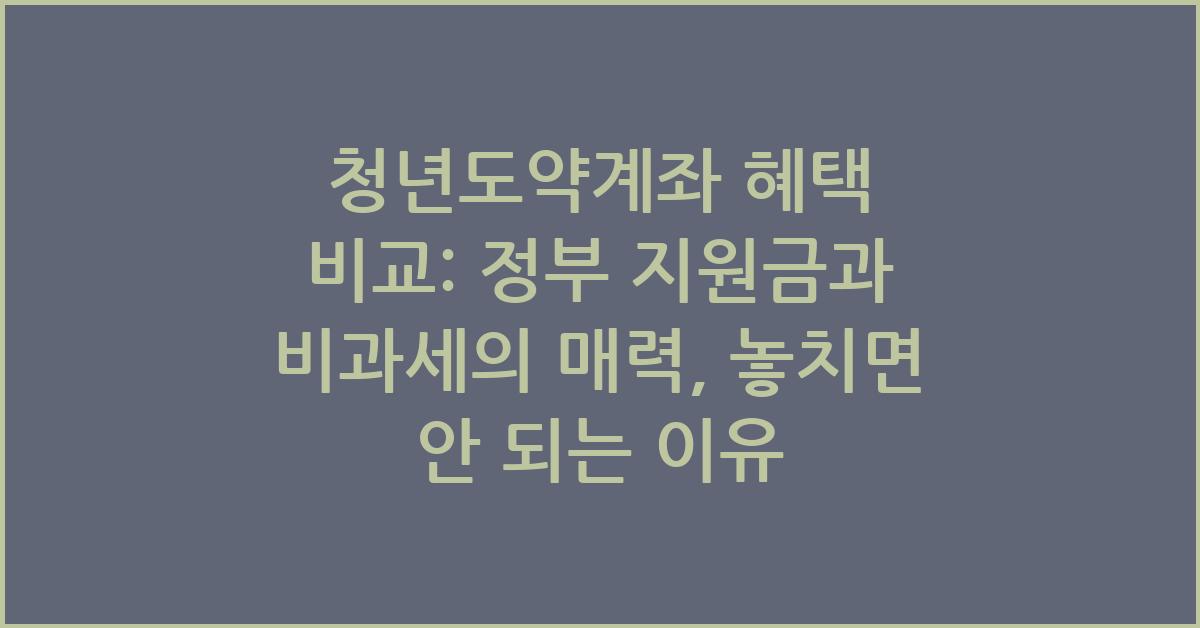 청년도약계좌 혜택 비교: 정부 지원금과 비과세의 매력