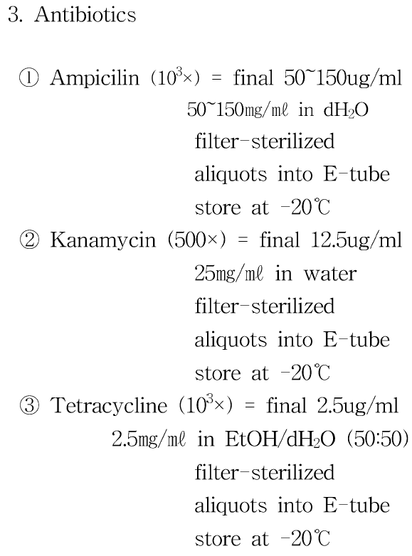 다양한 Antibiotics 조성