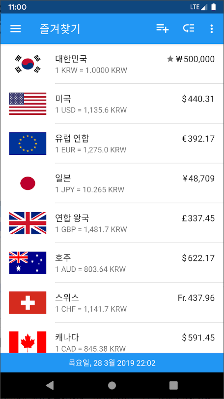 환율 계산기, 통화