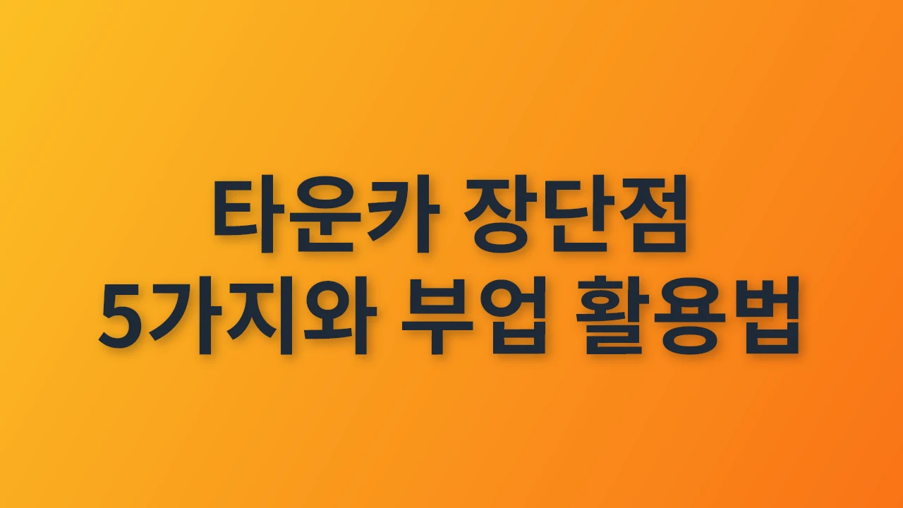 타운카 장단점 5가지와 부업 활용법