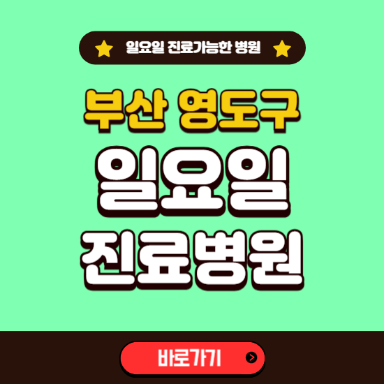 부산 영도구 일요일 진료 가능한 병원 ❘ 주말 문여는 곳 총정리 (소아과, 내과, 안과, 치과, 피부과, 정형외과, 산부인과)