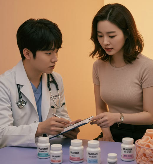 만성염증에 좋은 음식 영양제 차에 대해 의사와 대화하는 여성 3