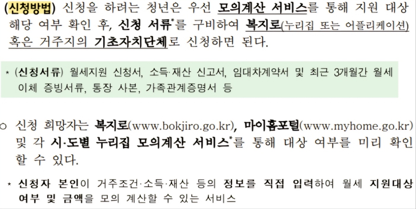 국토부 청년월세지원 신청방법
