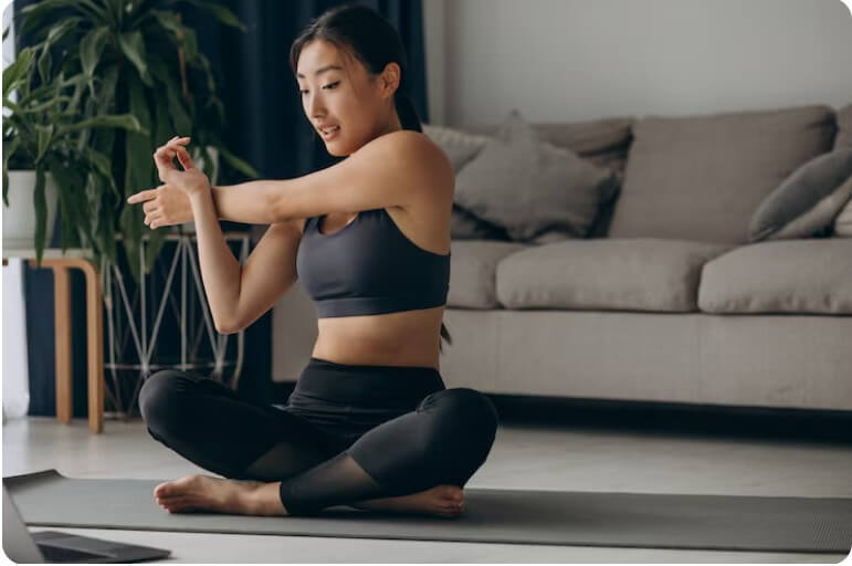 체력 증진을 위해 건강한 모습으로 운동하는 모습