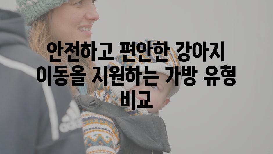 안전하고 편안한 강아지 이동을 지원하는 가방 유형 비교
