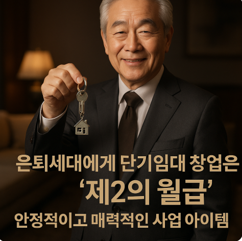 은퇴후 단기 임대 창업으로 행복해하는 은퇴자 이미지