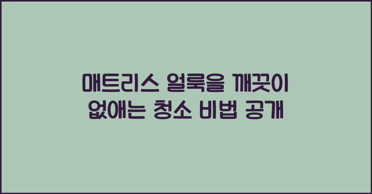 매트리스 얼룩을 깨끗이 없애는 청소 비법
