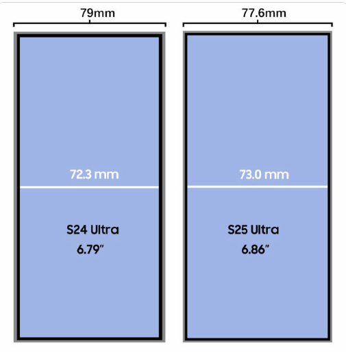 객럭시 S24dhk 갤럭시 S25 사이즈 비교 이미지