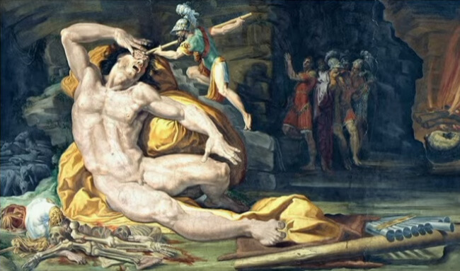 폴리페모스의 눈을 멀게하는 오디스우스 이미지