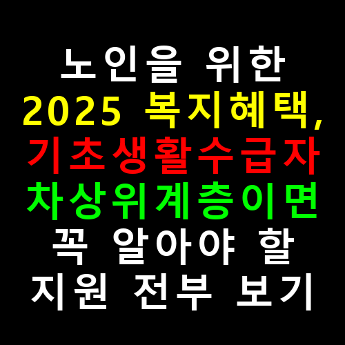 노인을 위한 2025 복지혜택, 기초생활수급자·차상위계층이면 꼭 알아야 할 지원 전부 보기
