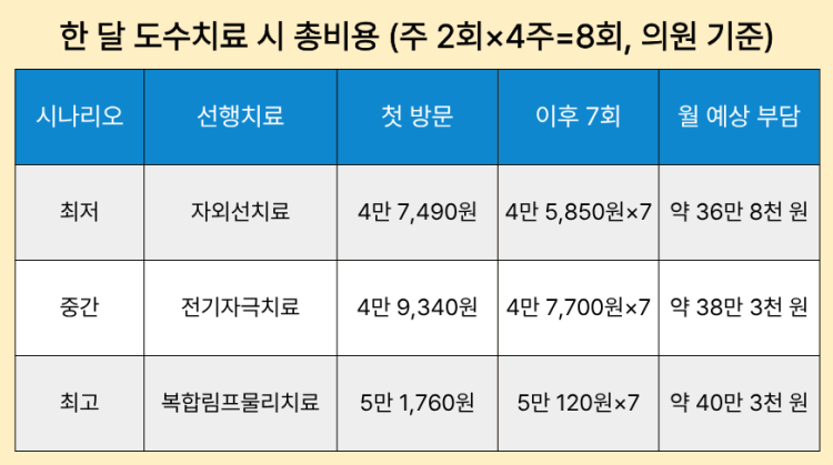 한달 도수치료 비용