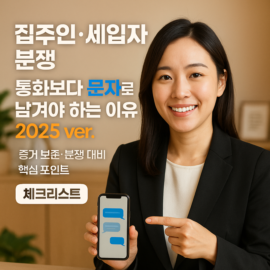 집주인&middot;세입자 분쟁 ｜ 통화보다 문자로 남겨야 하는 이유 2025 ver. 체크리스트
