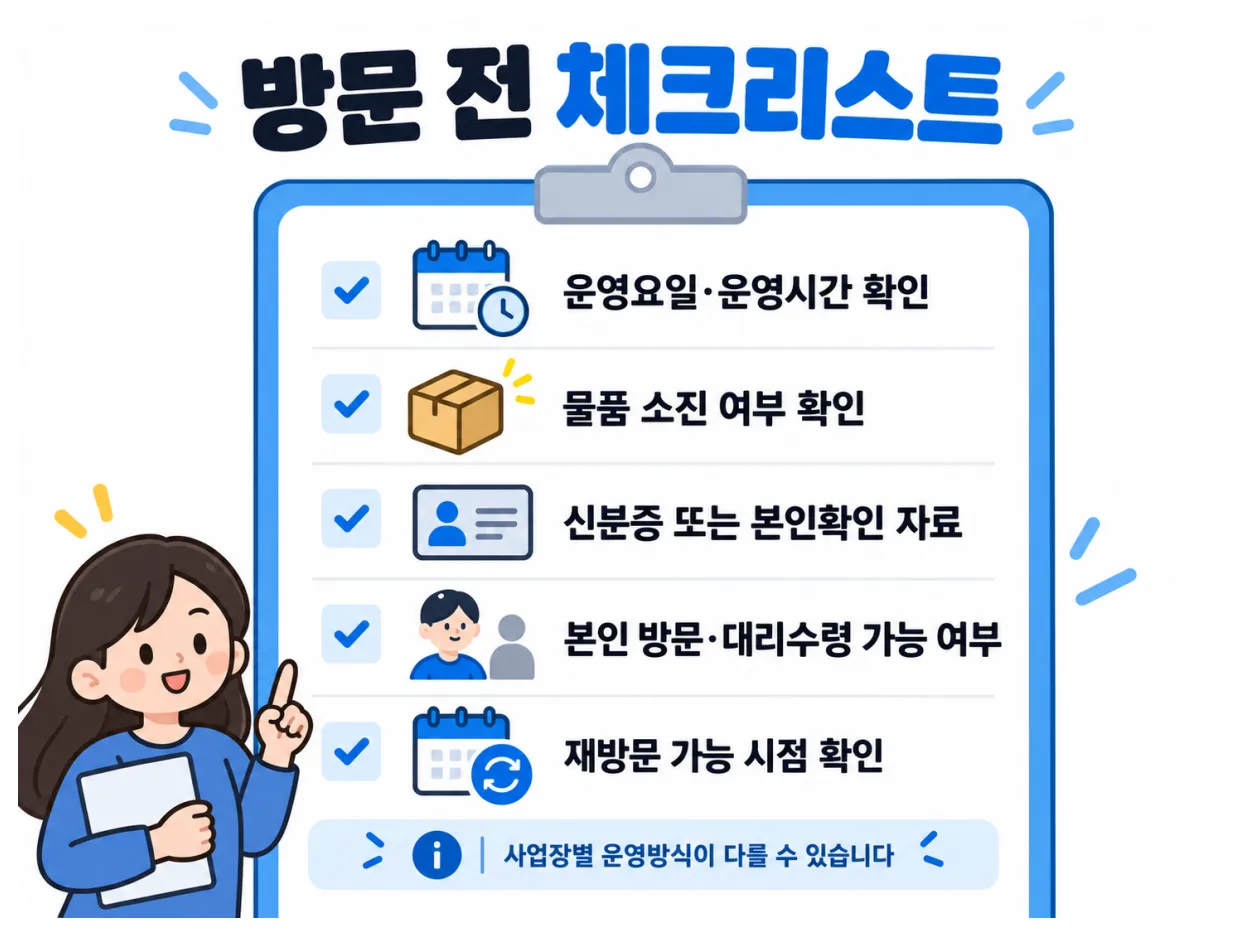 그냥드림 방문 전 운영시간 물품소진 신분증 대리수령 재방문 체크리스트