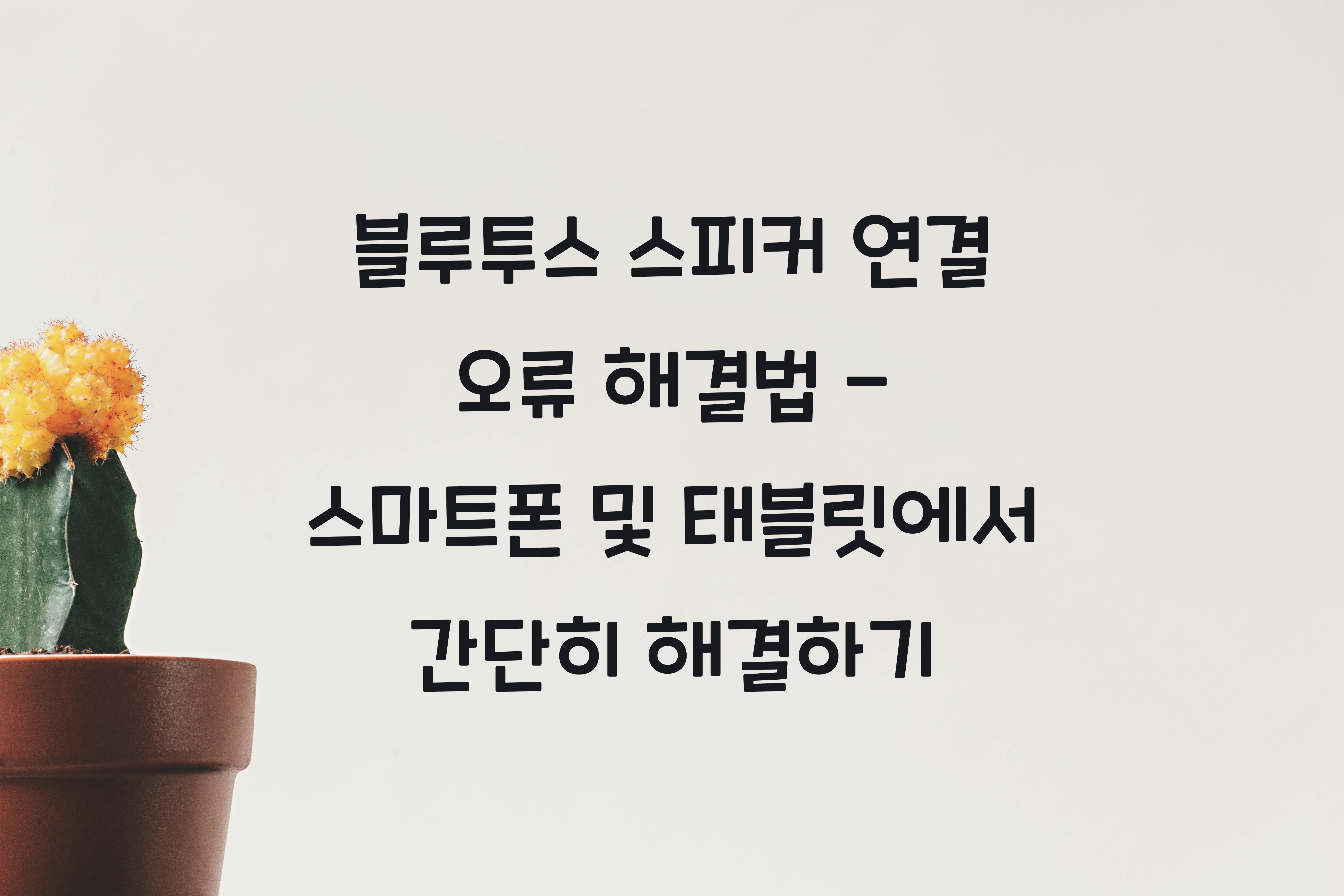 블루투스 스피커 연결 오류 해결법