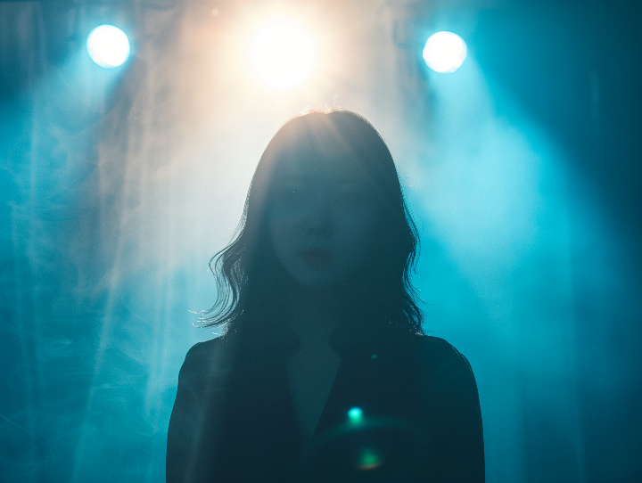 정면을 응시하는 여성 참가자 실루엣