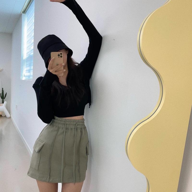 3단쭈리 카고 미니 스커트