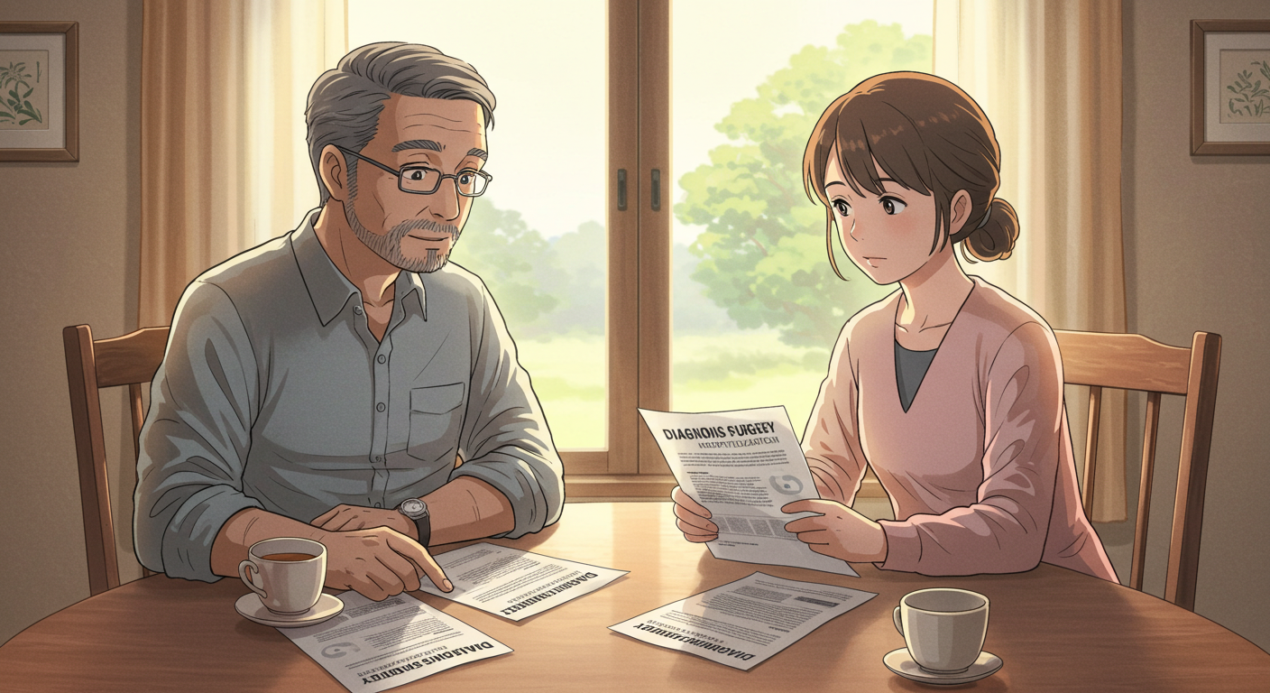 대장암 보험 설계를 고민하는 부부