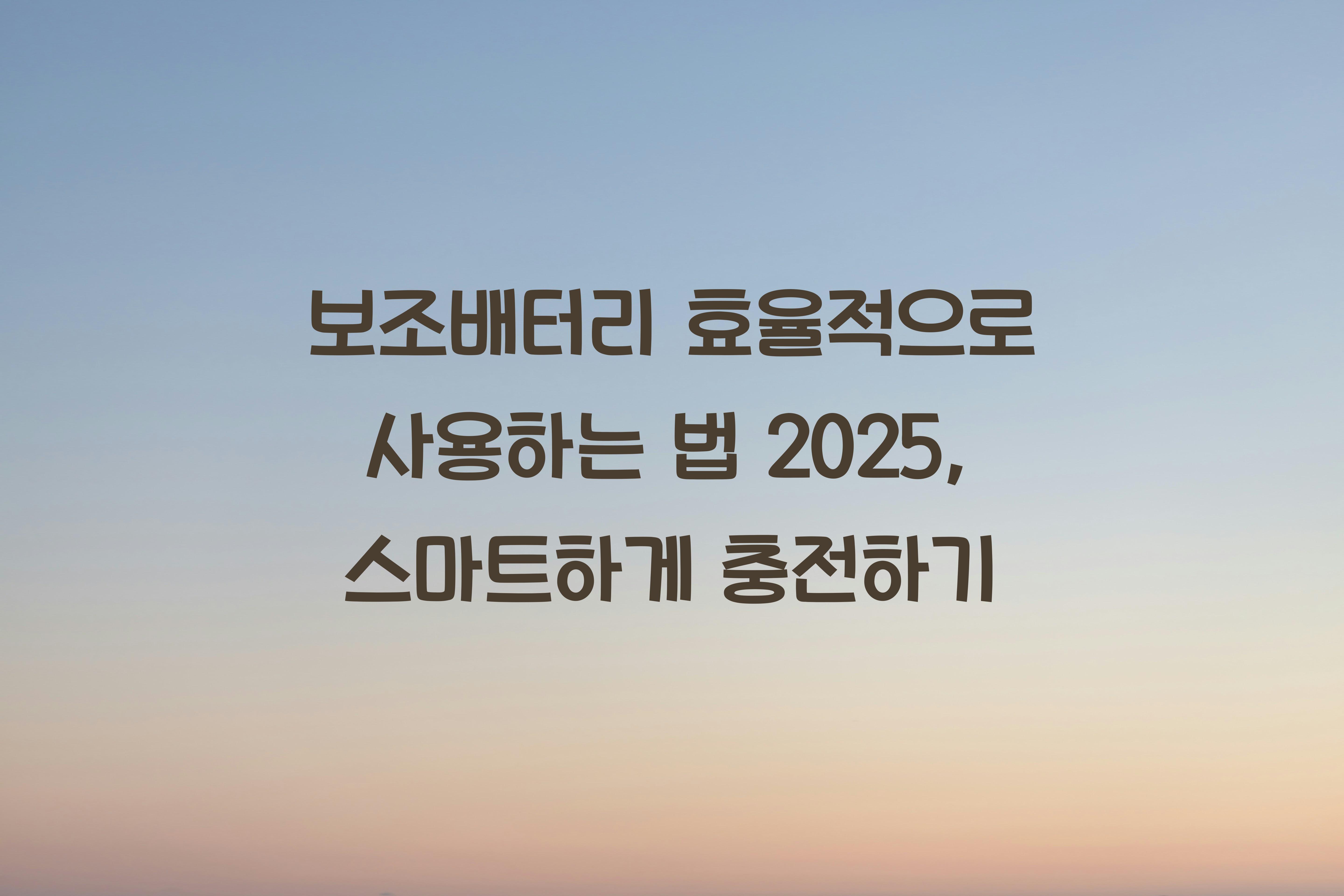 보조배터리 효율적으로 사용하는 법