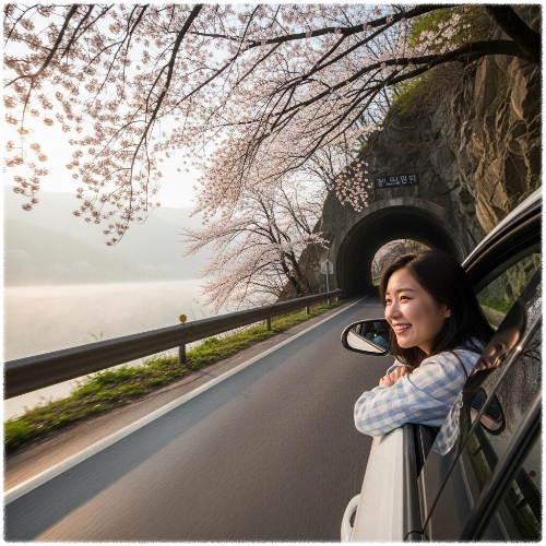 경기도 벚꽃 드라이브 차창 꽃비 봄 도로 코스 풍경