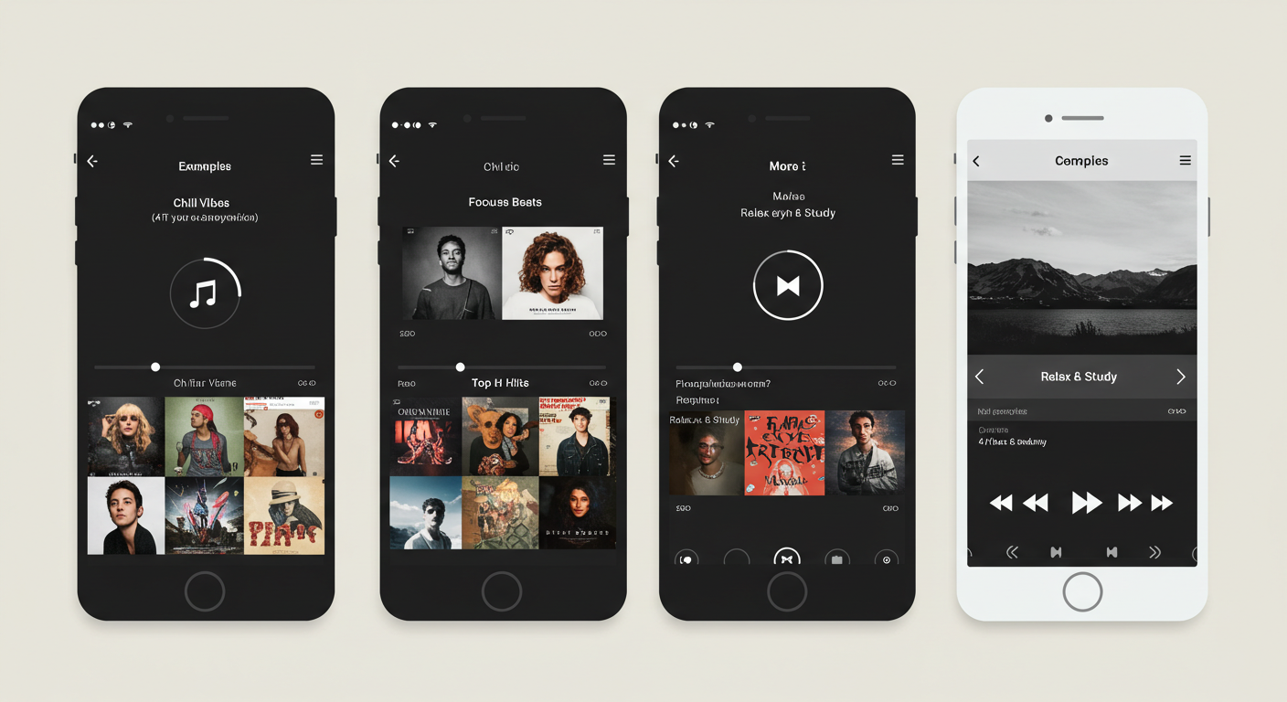 음악 플랫폼 로고와 추천 플레이리스트