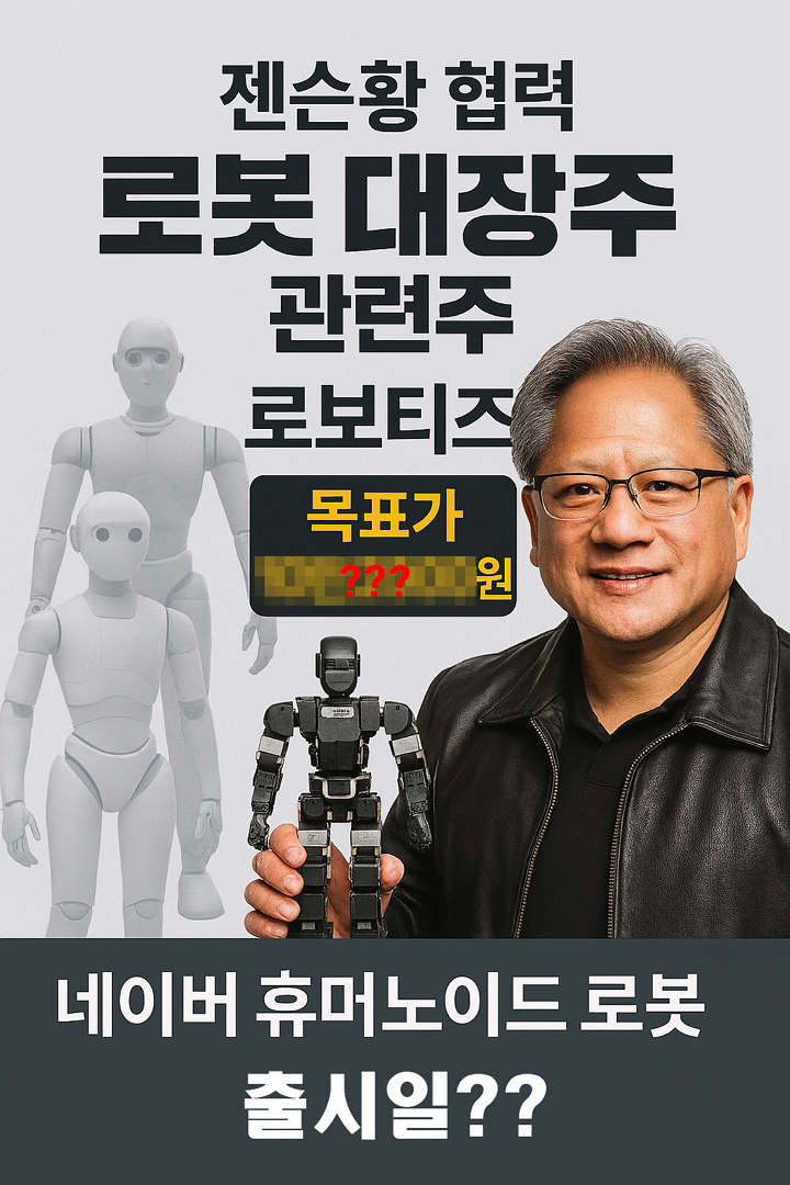 젠슨황 협력, 로봇 대장주, 관련주, 로보티즈 목표가, 네이버 휴머노이드 로봇 공개 날짜