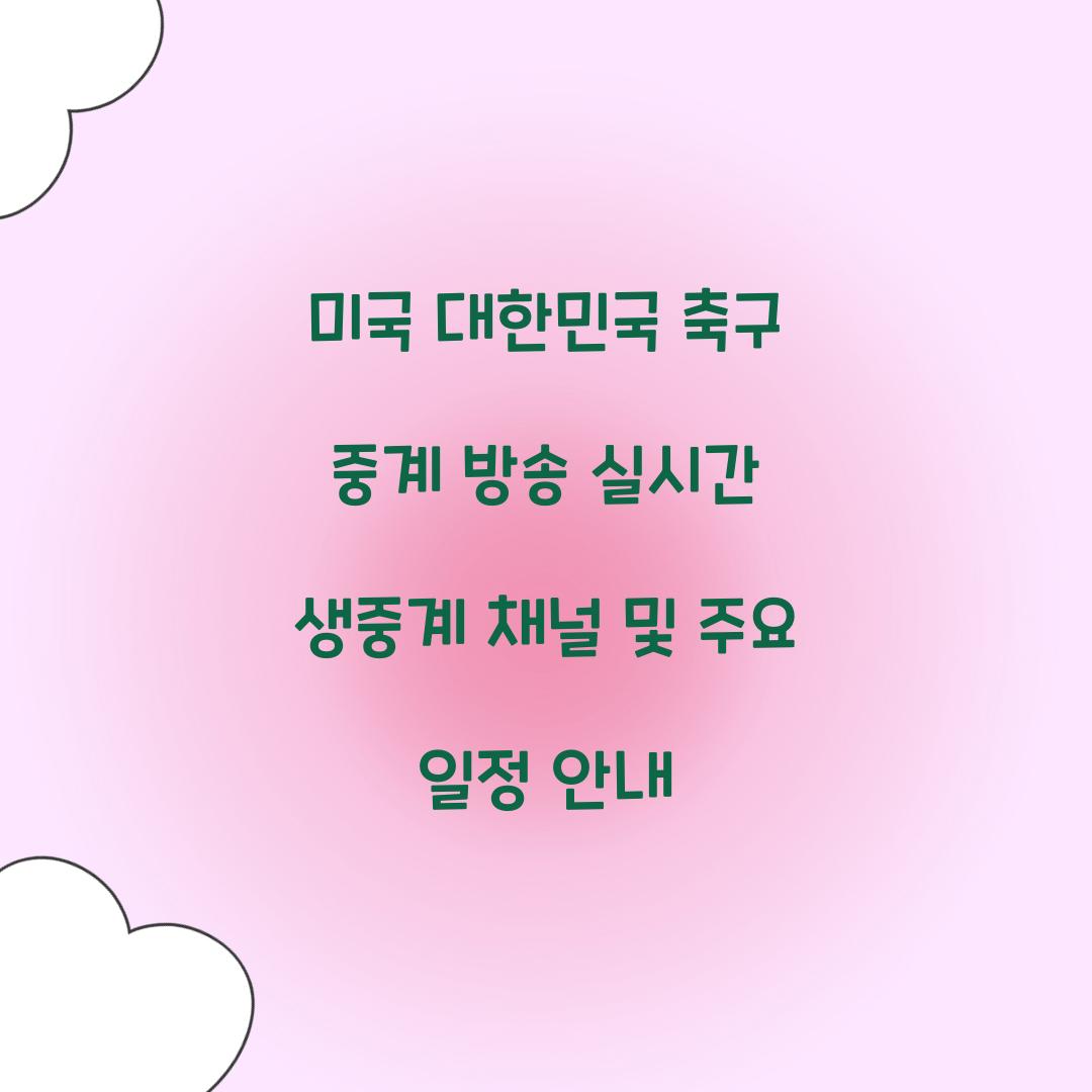 미국 대한민국 축구 중계 방송