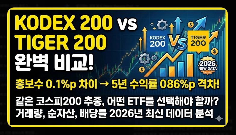 KODEX 200 vs TIGER 200 비교 총보수&middot;거래량&middot;순자산 분석 및 선택 가이드 (2026)