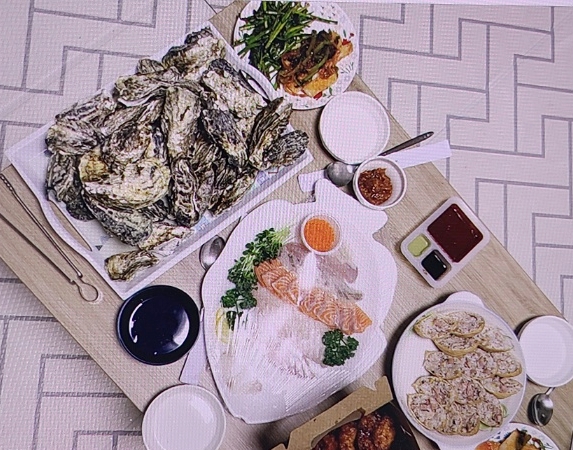 석화찜과 연어, 광어회