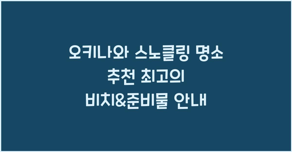 오키나와 스노클링 명소