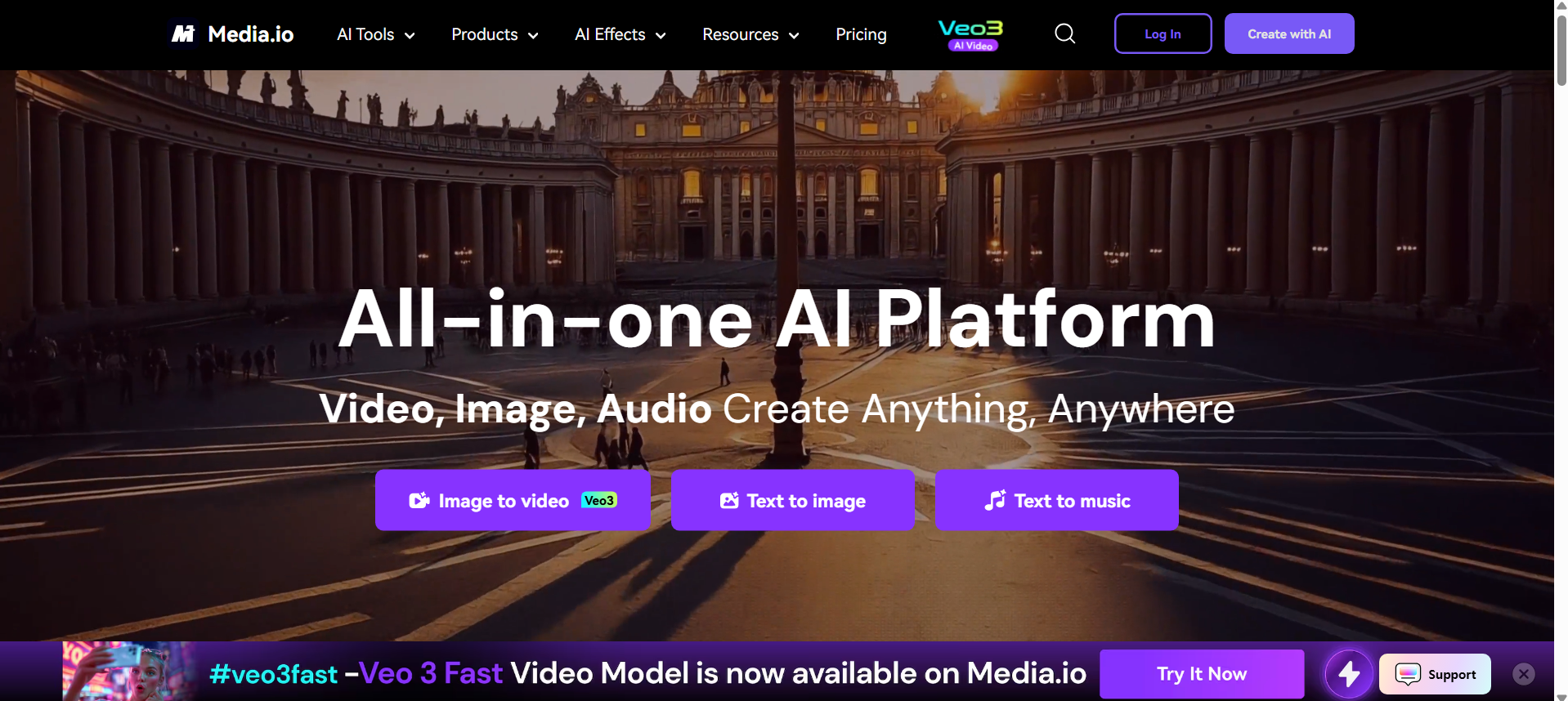 3. Media.io - AI 기능이 풍부한 올인원 플랫폼