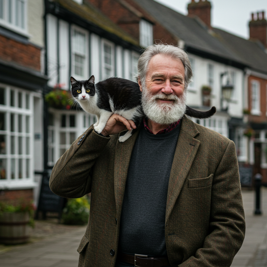 고양이 산책하는 할어버지