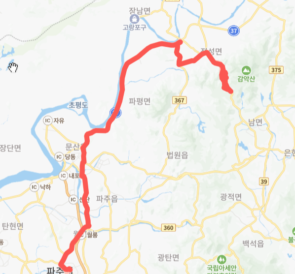 파주-7701번-버스-노선-지도