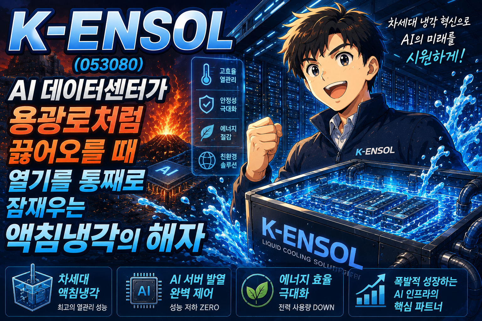 케이엔솔(053080)｜AI 데이터센터가 용광로처럼 끓어오를 때 열기를 통째로 잠재우는 액침냉각의 해자