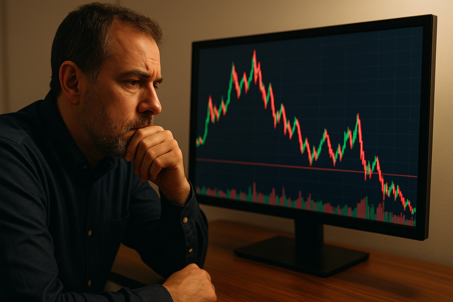 테마주의 급등락 그래프와 고민하는 투타자