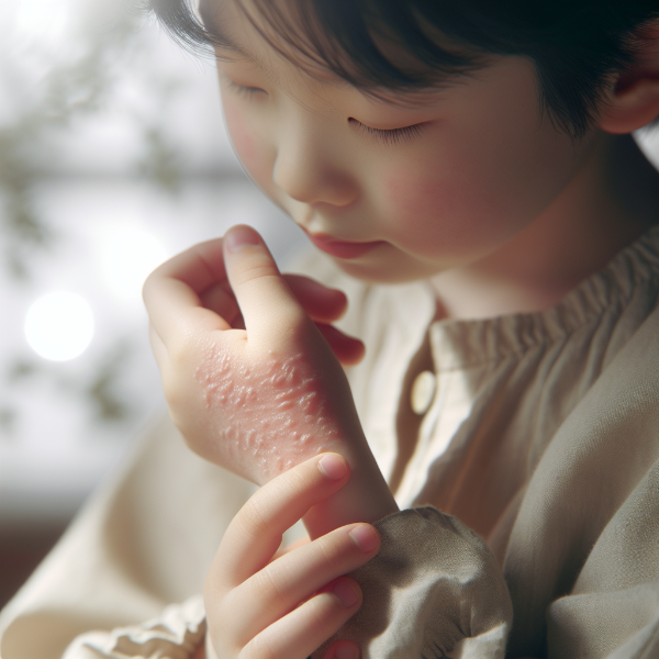 어린이의 손목에 아토피 피부염이 발생한 모습의 이미지