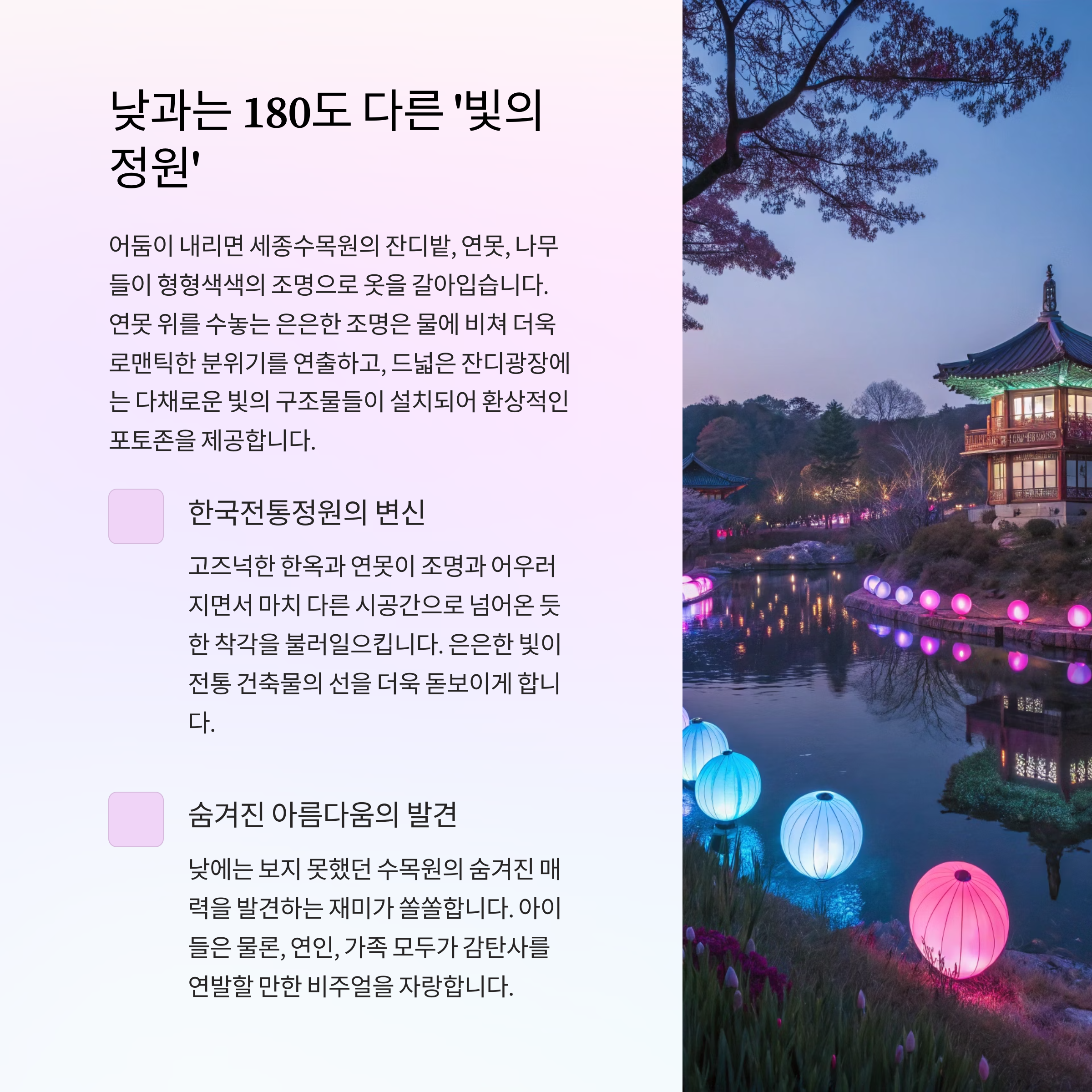 낮과는 180도 다른 빛의 정원