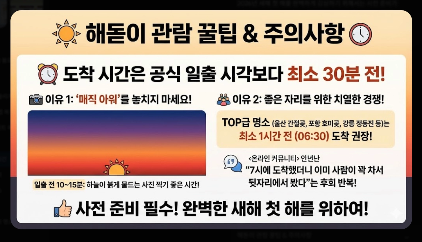 2026년 지역별 해돋이 시간 완벽 정리
