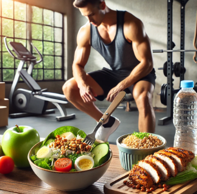 식단과 운동을 하고잇는 남성