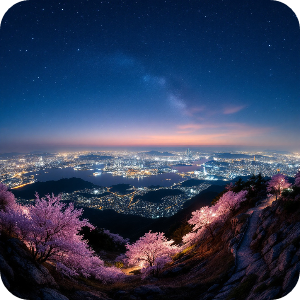 황령산 전망대 벚꽃 야경 이미지