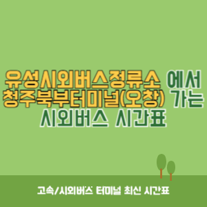 유성시외버스정류소에서 청주북부터미널(오창) 가는 시외버스 시간표 최신정보