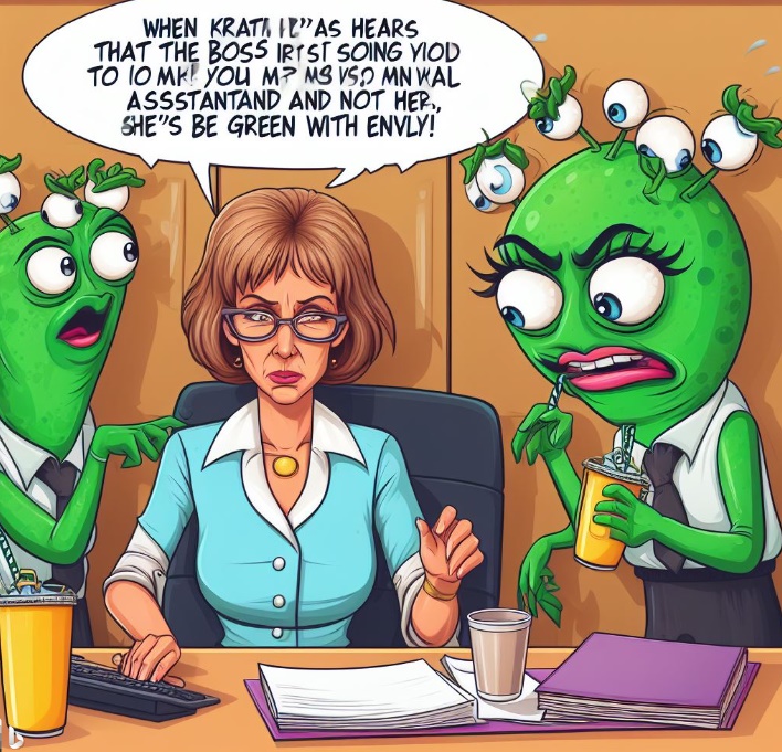 질투하는 여성의 모습(made by Bing)