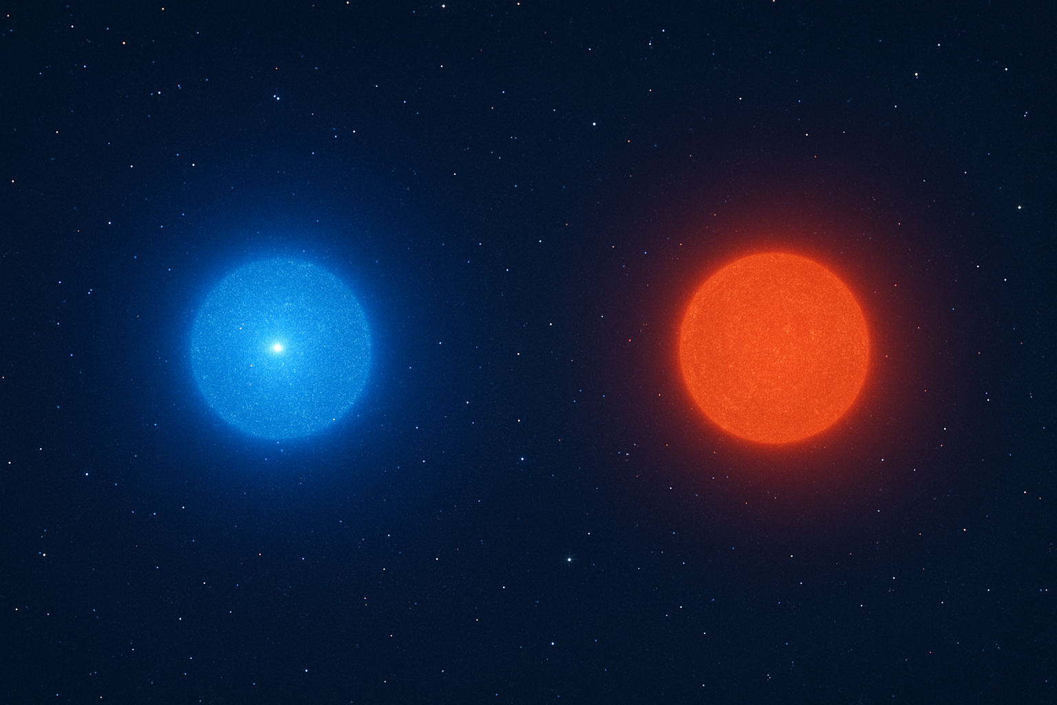 우주속의 파란별과 빨간별