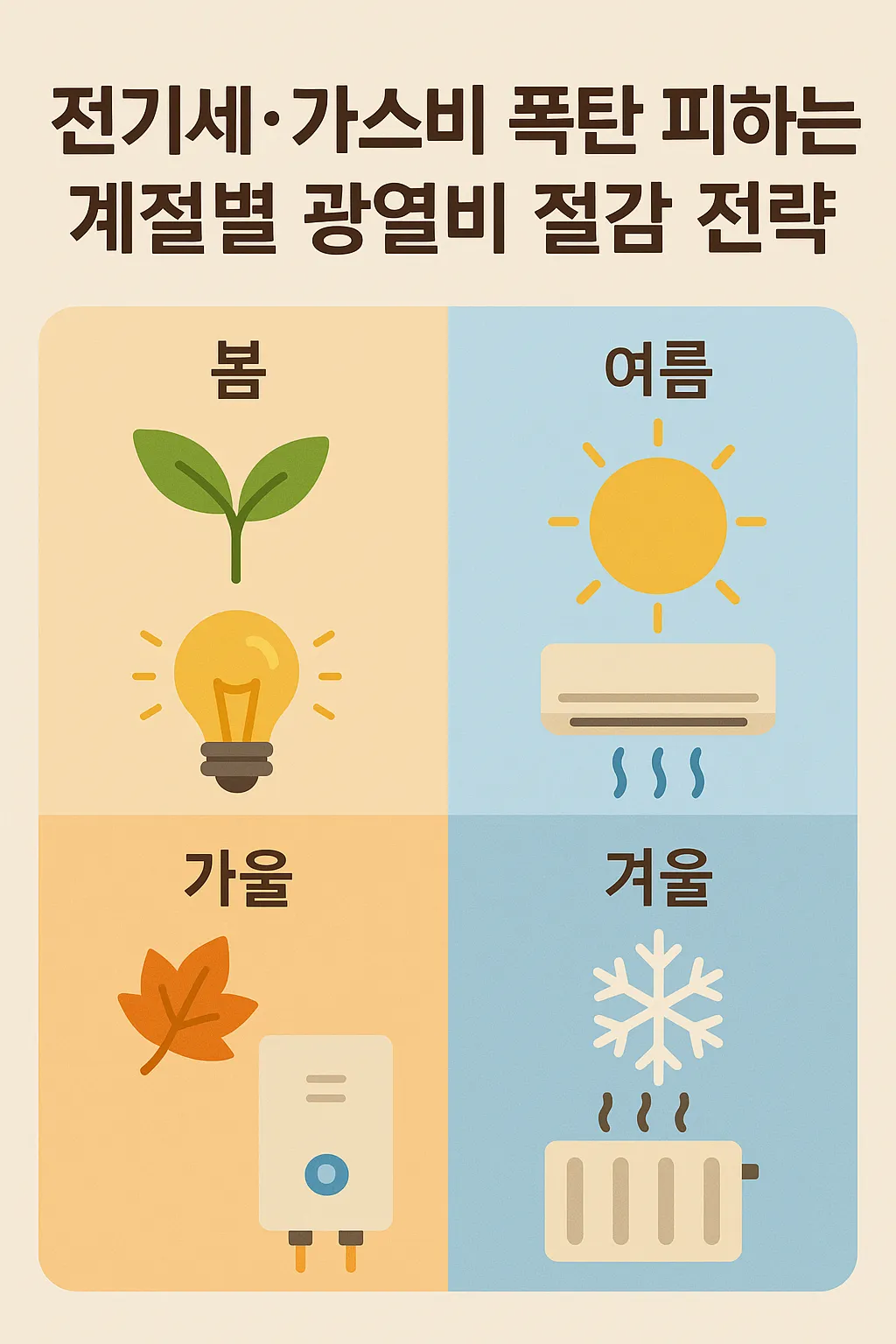 전기세&middot;가스비 폭탄 피하는 계절별 광열비 절감 전략